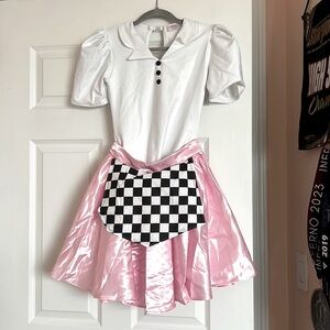 Dance Costume Studio white body suit in size S/M with an adorable pink skirt